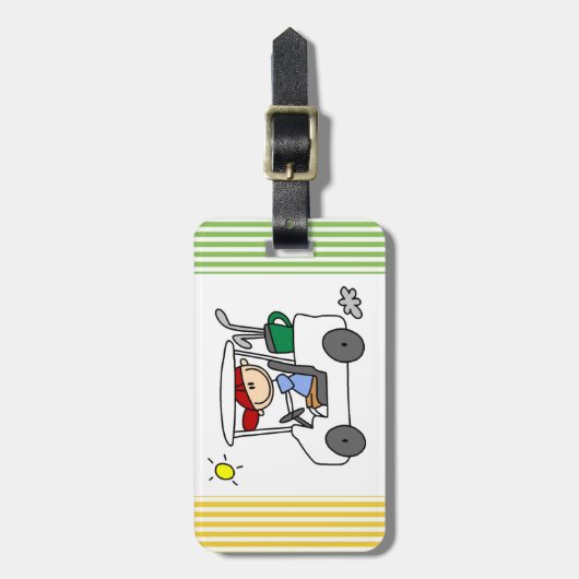 Golfer in Golfkarretje Bagagelabel (Voorkant verticaal)