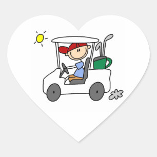 Golfer in Golfkarretje Hart Sticker