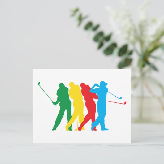 Golfer in Motion Briefkaart (Staand voorkant)
