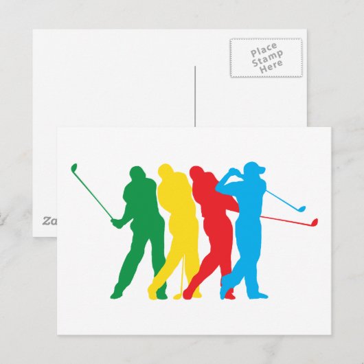 Golfer in Motion Briefkaart (Voorkant / Achterkant)