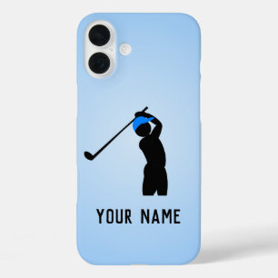 Golfer in Pet mid swing - voeg een naam toe aan bl iPhone 16 Plus Hoesje
