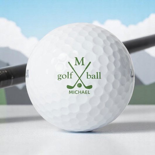 Golfer Initiaal en naam. Army-Green Monogram Golfballen