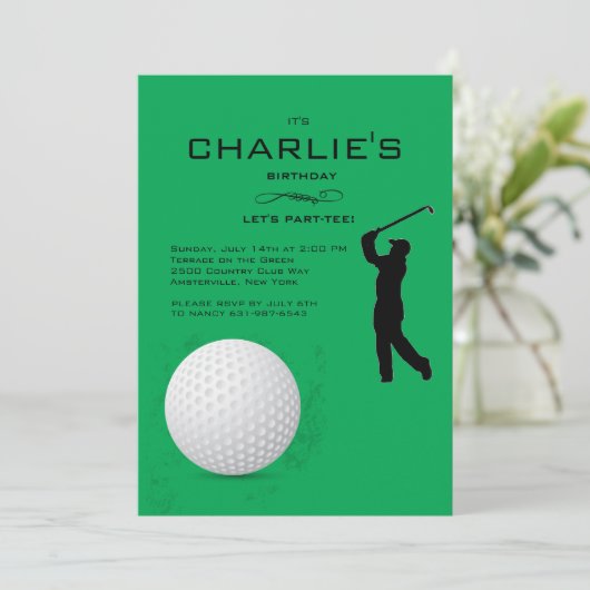 Golfer Invitation Kaart (Staand voorkant)