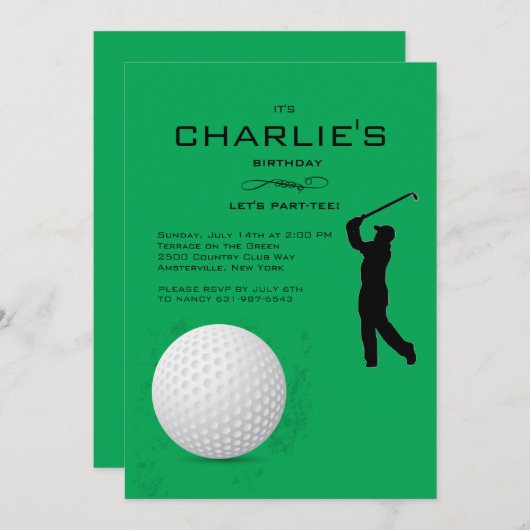 Golfer Invitation Kaart (Voorkant / Achterkant)