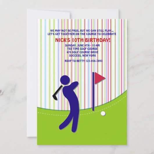 Golfer Invitation Kaart (Voorkant)