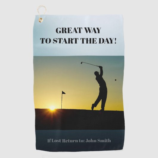 Golfer is een geweldige manier om de dag te beginn golfhanddoek (Voorkant)