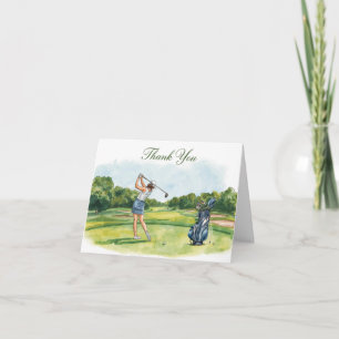 Golfer is golf aan het spelen op de baan bedankkaart