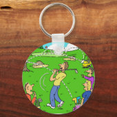 Golfer is Lucky Golf Shot. Funny Golf Cartoon Sleutelhanger (Voorkant)