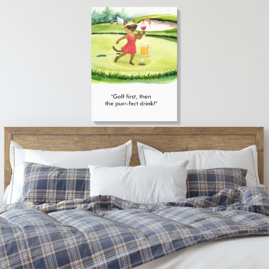 Golfer is on putting green for Siamese Cat lovers Canvas Afdruk (Insitu (Slaapkamer))