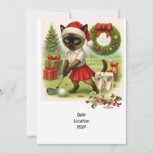 Golfer Kat draagt Kerstmuts voor Kerstmis  Kaart
