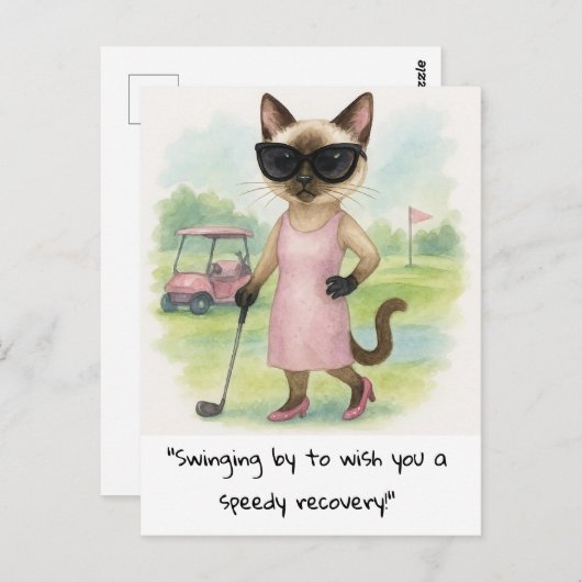 Golfer Kattenliefhebbers beterschap spoedig herste Briefkaart (Voorkant / Achterkant)