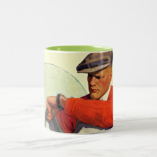 Golfer Kept Waiting Tweekleurige Koffiemok (Center)