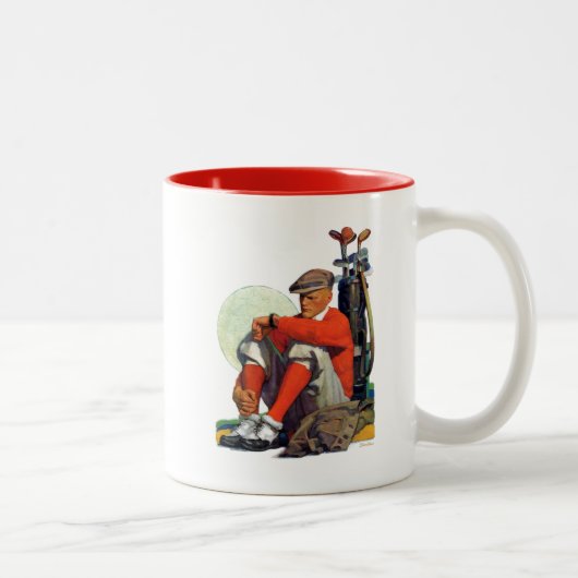 Golfer Kept Waiting Tweekleurige Koffiemok (Rechts)
