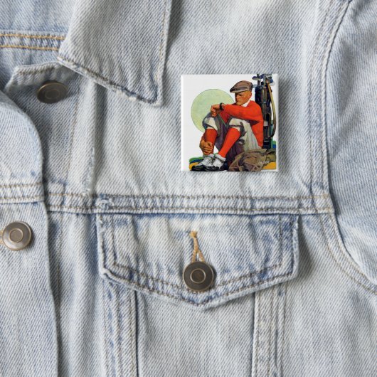 Golfer Kept Waiting Vierkante Button 5,1 Cm (In situ)