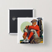 Golfer Kept Waiting Vierkante Button 5,1 Cm (Voorkant /achterkant)