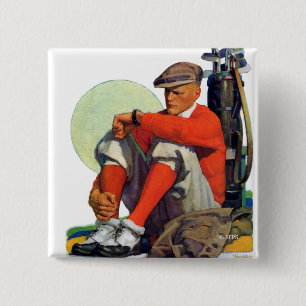 Golfer Kept Waiting Vierkante Button 5,1 Cm