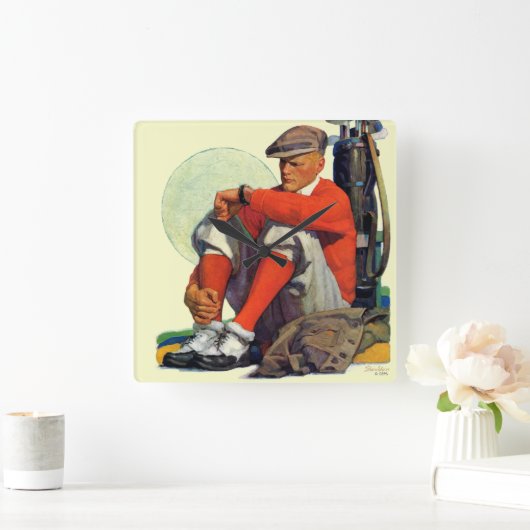 Golfer Kept Waiting Vierkante Klok (Huis)