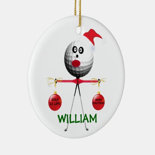 Golfer kerst keramisch ornament (Rechts)
