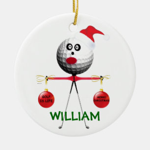 Golfer kerst keramisch ornament