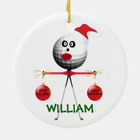 Golfer kerst keramisch ornament (Achterkant)