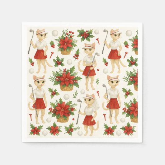 Golfer Kerst thema met golf apparatuur Servet (Voorkant)