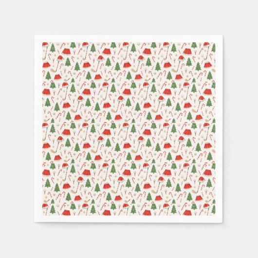 Golfer Kerst thema met golf apparatuur Servet (Voorkant)