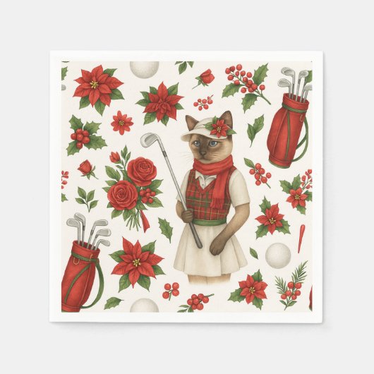 Golfer Kerst thema met golf apparatuur Servet (Voorkant)