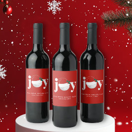 Golfer Kerstfeest Cadeau Vreugde Modern Rood Wijn Etiket