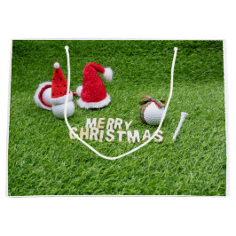 Golfer-kerstfeestdag met golf- en kerstbal groot cadeauzakje