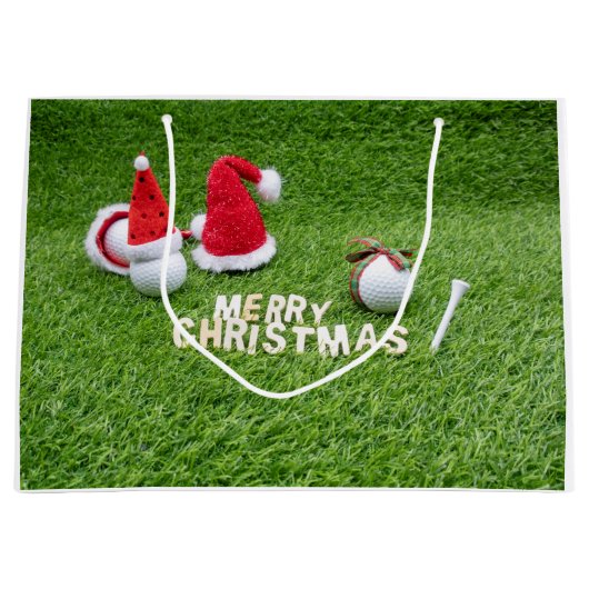 Golfer-kerstfeestdag met golf- en kerstbal groot cadeauzakje (Voorkant)