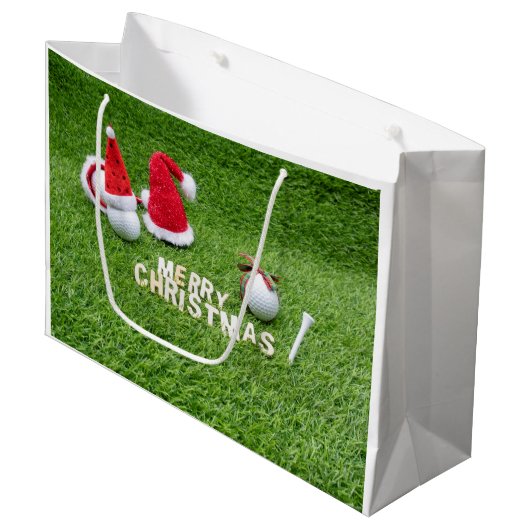 Golfer-kerstfeestdag met golf- en kerstbal groot cadeauzakje (Voorkant Gekanteld)