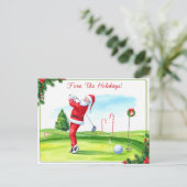 Golfer Kerstman Golfen Kerstvakantie Briefkaart (Staand voorkant)
