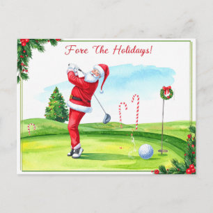 Golfer Kerstman Golfen Kerstvakantie Briefkaart