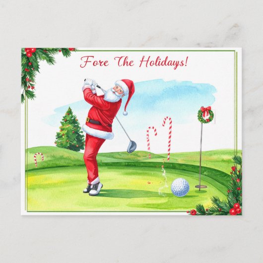 Golfer Kerstman Golfen Kerstvakantie Briefkaart (Voorkant)