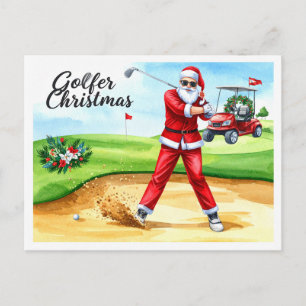Golfer Kerstman Golfen Kerstvakantie Briefkaart