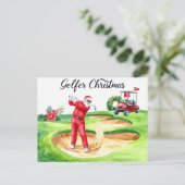 Golfer Kerstman Golfen Kerstvakantie Briefkaart (Staand voorkant)