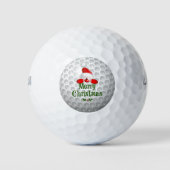 Golfer Kerstman, 'Prettig Kerstfeest' groeten Golfballen (Voorkant)