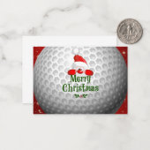 Golfer Kerstman, 'Prettig Kerstfeest' groeten Notitiekaartje (Voorkant / Achterkant in situ)