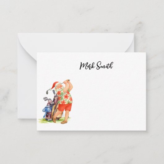 Golfer Kerstman voor Kerstmis Notitiekaartje (Voorkant)