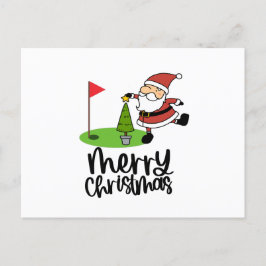 Golfer Kerstmis met Golf Vlag en Sinterklaas Feestdagenkaart