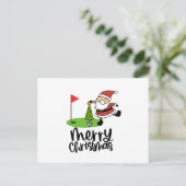 Golfer Kerstmis met Golf Vlag en Sinterklaas Feestdagenkaart (Staand voorkant)