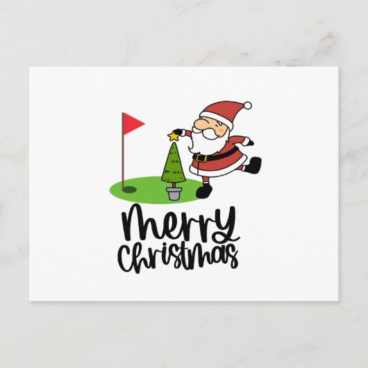 Golfer Kerstmis met Golf Vlag en Sinterklaas Feestdagenkaart (Voorkant)
