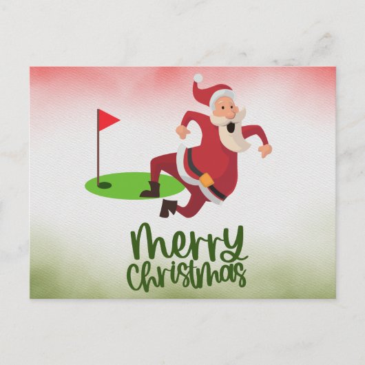 Golfer Kerstmis met Golf Vlag en Sinterklaas Feestdagenkaart (Voorkant)