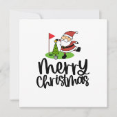 Golfer Kerstmis met Golf Vlag en Sinterklaas Feestdagenkaart (Voorkant)