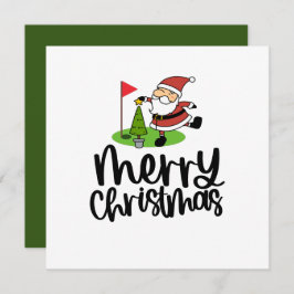 Golfer Kerstmis met Golf Vlag en Sinterklaas Feestdagenkaart