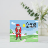 Golfer Kerstmis met Golf Vlag en Sinterklaas Feestdagenkaart (Staand voorkant)