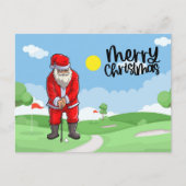 Golfer Kerstmis met Golf Vlag en Sinterklaas Feestdagenkaart (Voorkant)