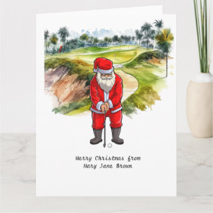 Golfer Kerstmis met KLAUS de kerstman  Kaart
