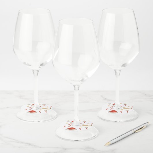 Golfer kerstthema met kerstmuts wijnglaslabel (Set)
