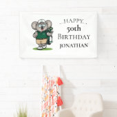 Golfer koala verjaardagsfeestje spandoek (Insitu)